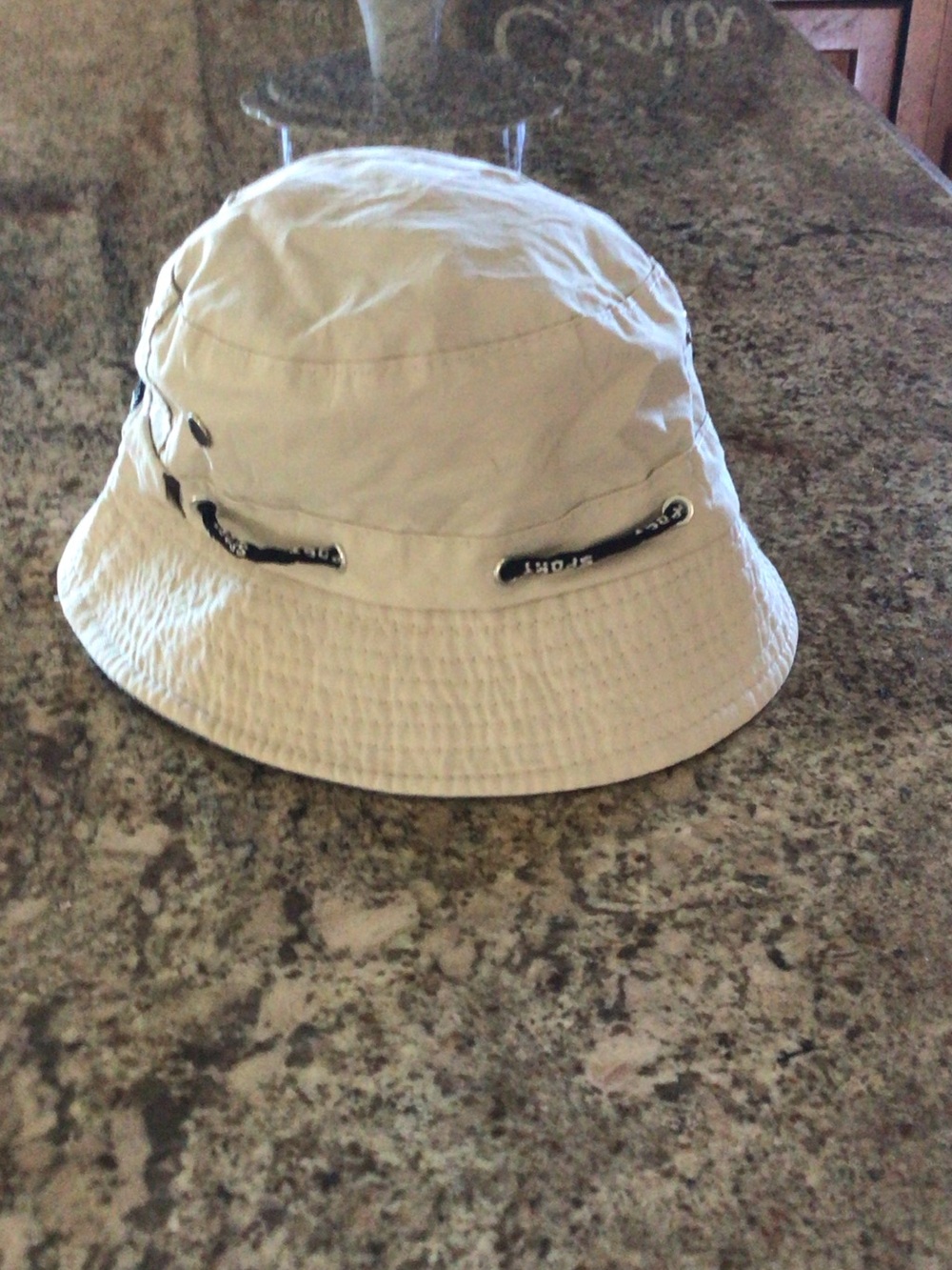 Kids Neutral Beige Bucket Hat with Black Eyelet Detail - Unbranded